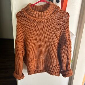 Free People- rust knit turtle neck sweater, sz xsm